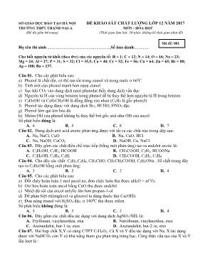 Bộ đề khảo sát chất lượng môn Hóa học Lớp 12 - Trường THPT Thanh Oai A